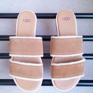 UGG Women Evalita Genuine Shearling Sandal NEW